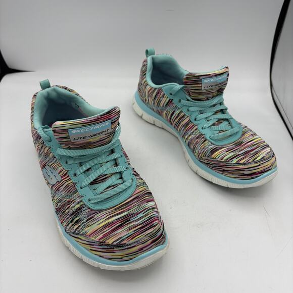 Skechers Lite Weight Shoes Womens Size 10 Multicolor Flex Sole Memory Foam Sneak - Picture 1 of 9